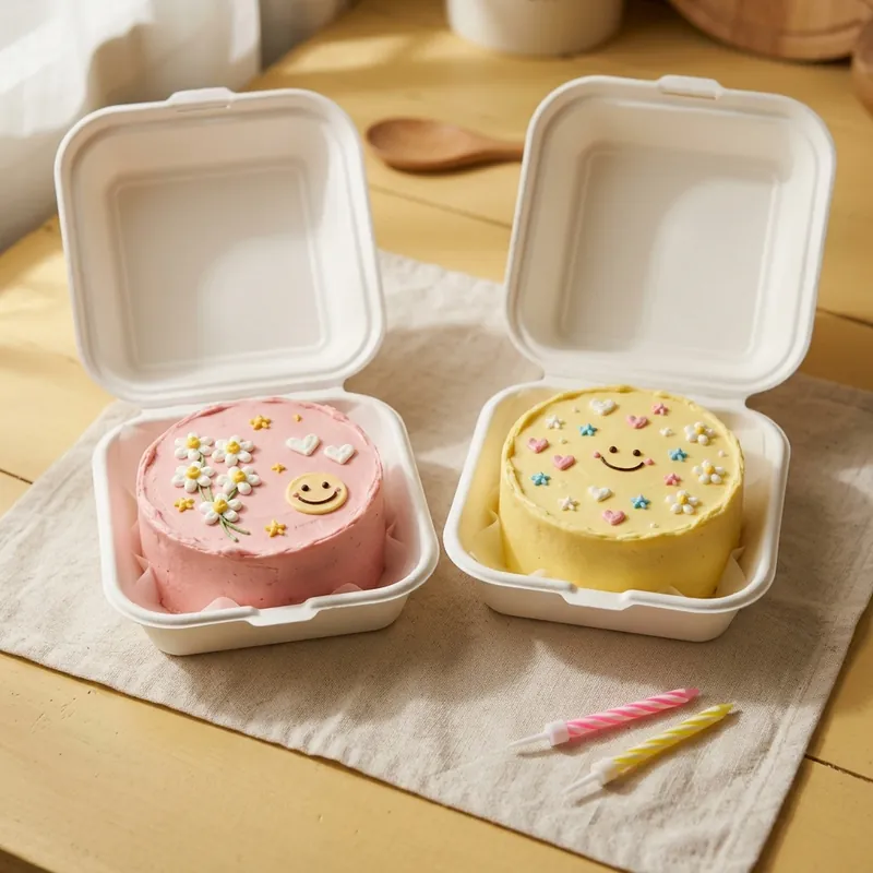 Dua kek bento pastel dalam kotak